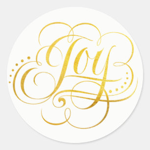 Joy to the World Gold Foil Calligrafy - Imitate Runder Aufkleber