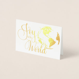 Joy to the World Handlettered Christmas Foil Card Folienkarte