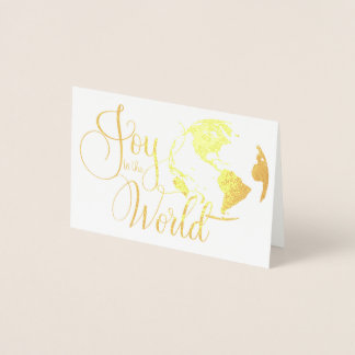 Joy to the World Handlettered Christmas Foil Card Folienkarte