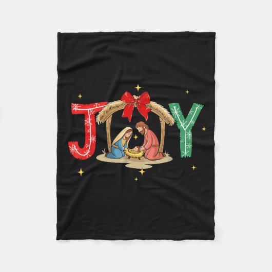 Joy To The World Jesus Christian Nativity Scence C Fleecedecke (Vorderseite)