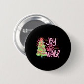 Joy To The World Jesus Christian Xmas Tree Holiday Button (Vorne & Hinten)