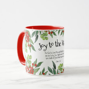 Joy to the World John 3:16 Red Faith Weihnachten Tasse