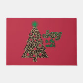 Joy to the World Leopard Print Weihnachtsbaum Fußmatte (Vorderseite)