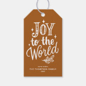 Joy to the World Lettering Burnt Orange Christmas Geschenkanhänger (Vorderseite)