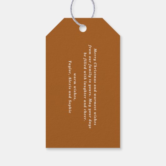 Joy to the World Lettering Burnt Orange Christmas Geschenkanhänger (Rückseite)