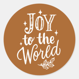 Joy to the World Lettering Burnt Orange Christmas Runder Aufkleber