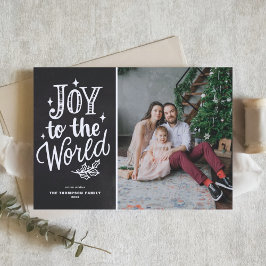 Joy to the World Lettering Chalkboard Foto Feiertagskarte
