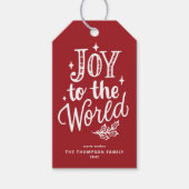 Joy to the World Lettering Red Christmas Geschenkanhänger (Vorderseite)