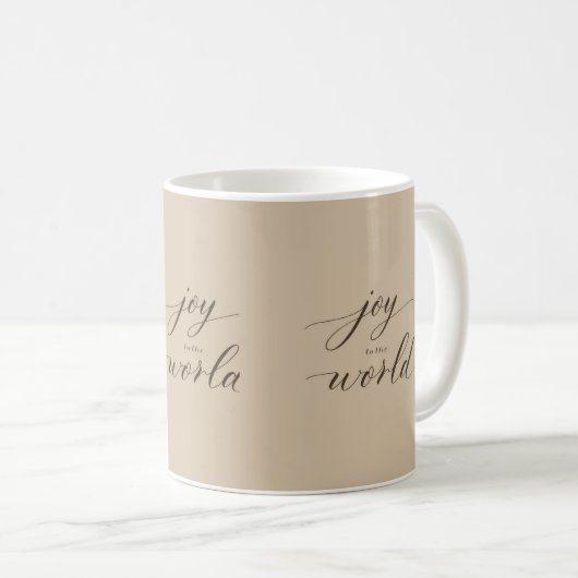 Joy to the World Minimal Christmas Script Mug Kaffeetasse (VorderseiteRechts)