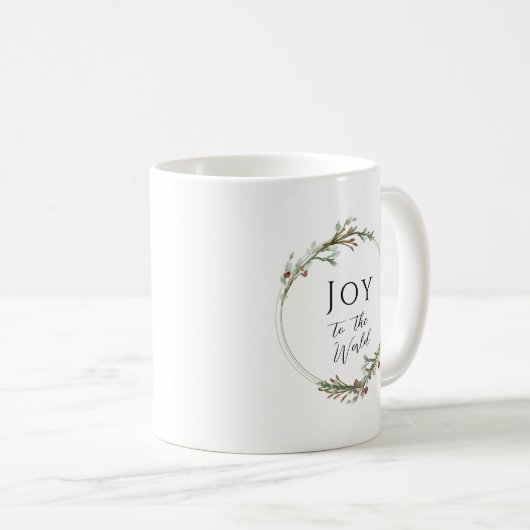 Joy to the World Minimalist Wreath Kaffeetasse (VorderseiteRechts)