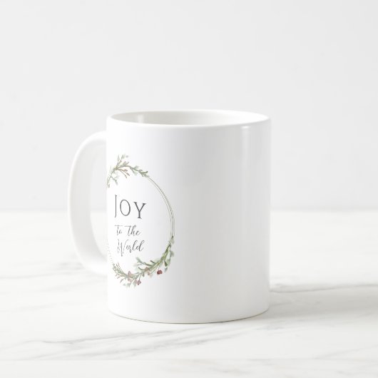 Joy to the World Minimalist Wreath Kaffeetasse (Vorderseite Links)