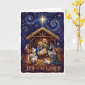 Joy to the World Nativity Christmas Card Karte (Gelbe Blume)