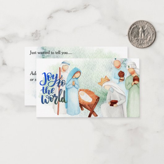 Joy to the World Nativity Note Card Mitteilungskarte (Vorderseite/Rückseite Beispiel)
