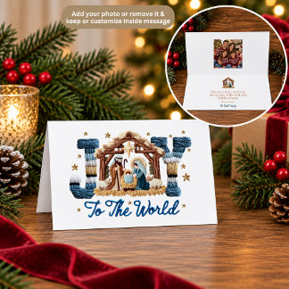 Joy to the World Nativity Scene Christmas Card Dankeskarte