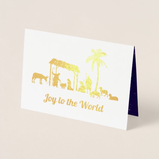 Joy to the World. Nativity Scene Luxury Folienkarte (Vorderseite)