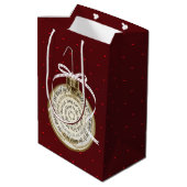 Joy to the World Ornament Typografy Gift Bag Mittlere Geschenktüte (Rückseite Schrägansicht)