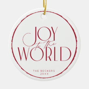 Joy to the World photo framed Christmas/Holiday Keramik Ornament