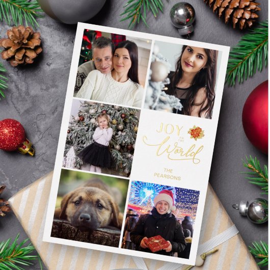 Joy To The World Poinsettias Collage 5 Fotos Folieneinladung