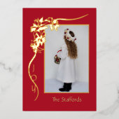 Joy to the World Red Foil Weihnachtskarte Folieneinladung (Vorderseite)