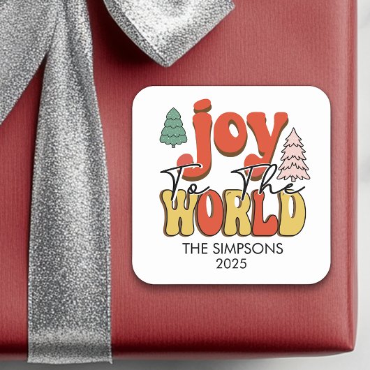 Joy to the World Retro Gift Quadratischer Aufkleber