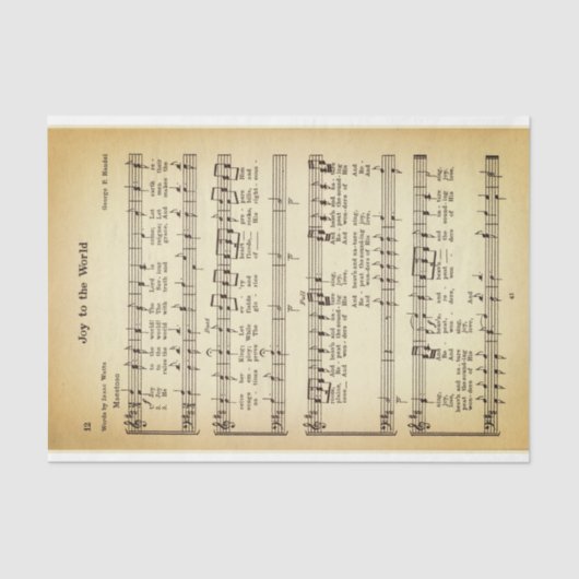 Joy To The World Sheet Music DW3F Decoupage Seidenpapier (Vorderseite)
