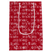JOY TO THE WORLD Text on Red Mittlere Geschenktüte (Rückseite)