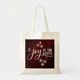 Joy to the World Typography and Snowflakes Tragetasche