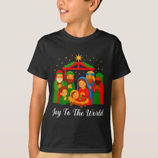 Joy To The World Ugly Christmas Sweater Xmas Squad T-Shirt (Vorderseite)