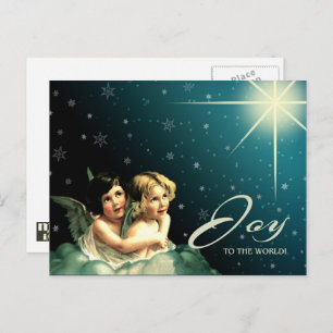 Joy to The World. Vintage kleine WeihnachtsAngels Feiertagspostkarte