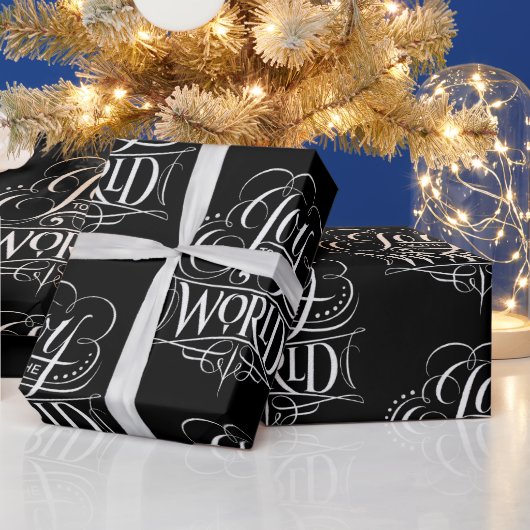 Joy To the World - Weihnachtskalligraphie Black Geschenkpapier (Feiertage)