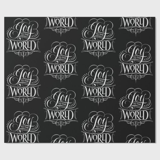 Joy To the World - Weihnachtskalligraphie Black Geschenkpapier (Flach)