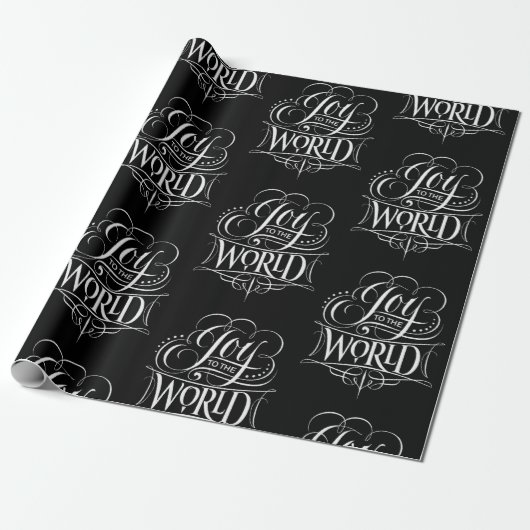Joy To the World - Weihnachtskalligraphie Black Geschenkpapier (Ungerollt)