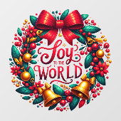 Joy to the World Wreath Window Cling Fensteraufkleber (Blatt)