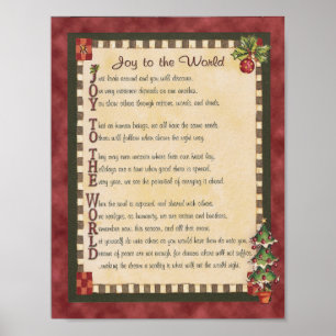 "Joy to World" Acrostic Gedicht Canvas Print Poster