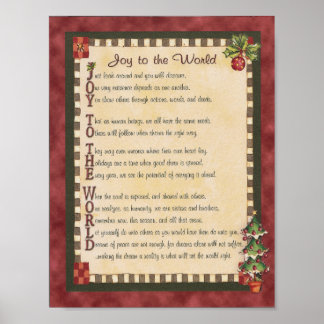 "Joy to World" Acrostic Gedicht Canvas Print Poster