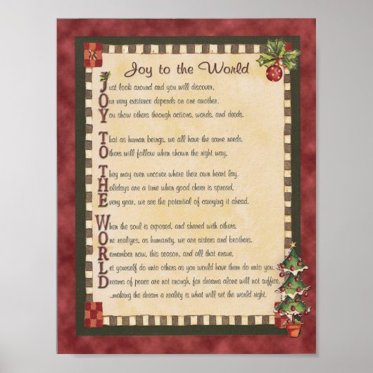 "Joy to World" Acrostic Gedicht Canvas Print Poster (Vorne)
