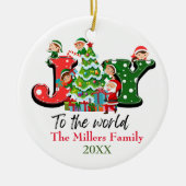 Joy Tree Christmas Anpassbarer Name Keramik Ornament (Vorne)
