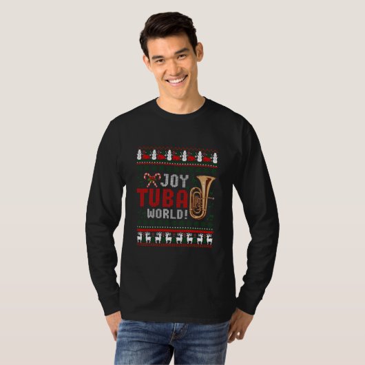 Joy Tuba World Funny Christmas Ugly Xmas Sweater T-Shirt (Vorne ganz)