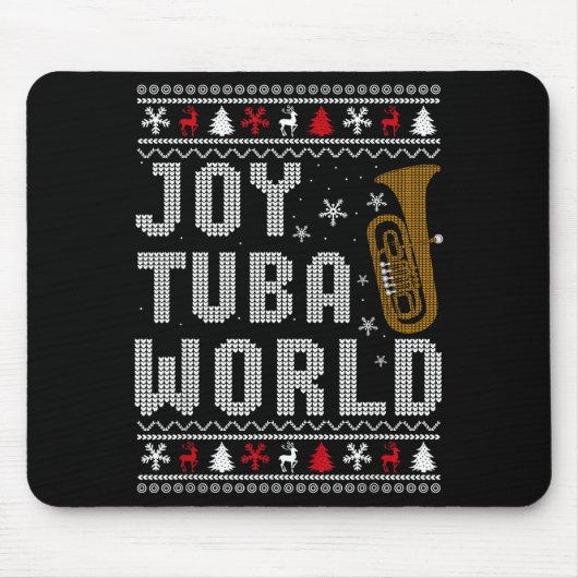 Joy Tuba World Funny Music Lover Ugly Christmas Sw Mousepad (Vorne)