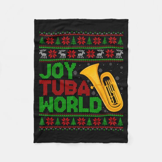 Joy Tuba World Music Lover Xmas Tuba Ugly Christma Fleecedecke (Vorderseite)