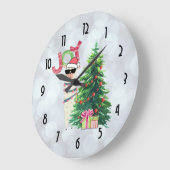 Joy Typografie | Christmas Llama Große Wanduhr (Winkel)