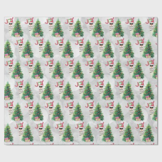 Joy Typografie | Christmas Llama Pattern Geschenkpapier (Flach)