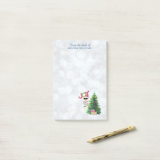 Joy Typografie | Christmas Llama Post-it Klebezettel (Auf Schreibtisch)