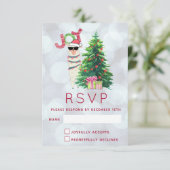Joy Typografie | Christmas Llama UAWG RSVP Karte (Stehend Vorderseite)