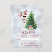 Joy Typografie | Christmas Llama UAWG RSVP Karte (Vorne/Hinten)