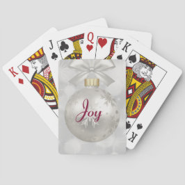 Joy Typografie mit Elegant Silver Christmas Ball Spielkarten