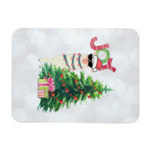Joy Typografie | Weihnachtslama hinter einem Baum Magnet (Horizontal)
