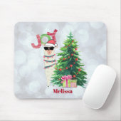 Joy Typografie | Weihnachtslama hinter einem Baum Mousepad (Mit Mouse)