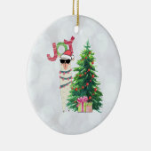 Joy Typografie | Weihnachtslama mit Baum Keramik Ornament (Rechts)
