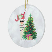 Joy Typografie | Weihnachtslama mit Baum Keramik Ornament (Links)